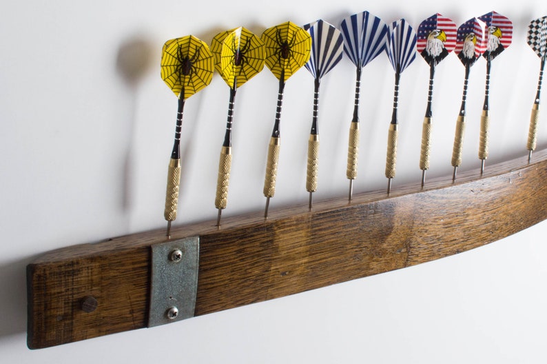 Wine Barrel Dart Display with Bands, Dark Walnut Finish image 4