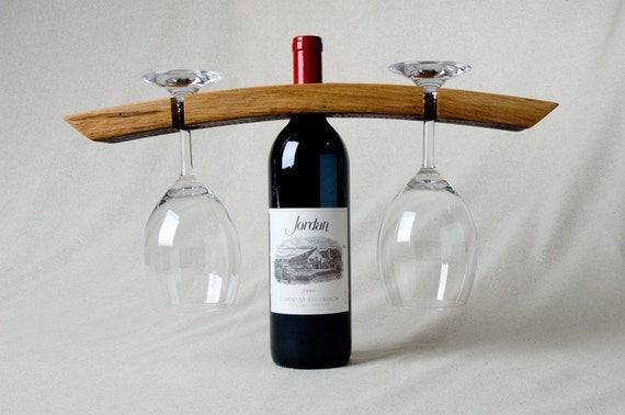 Wood Wine Glass Caddy Wine Butler Wine Bottle Holder Wine Barrel Stave  Reclaimed Wood Housewarming Gift Realtor Gift 