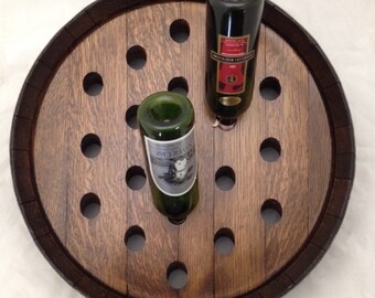 Dark Walnut Stained Napa Valley Wine Barrel Wine Rack - 19 Bottle