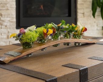 Natural Wine Barrel Centerpiece with Glasses