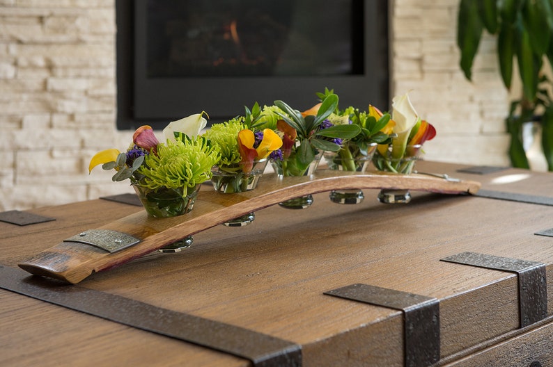 Natural Wine Barrel Centerpiece Set with Glasses