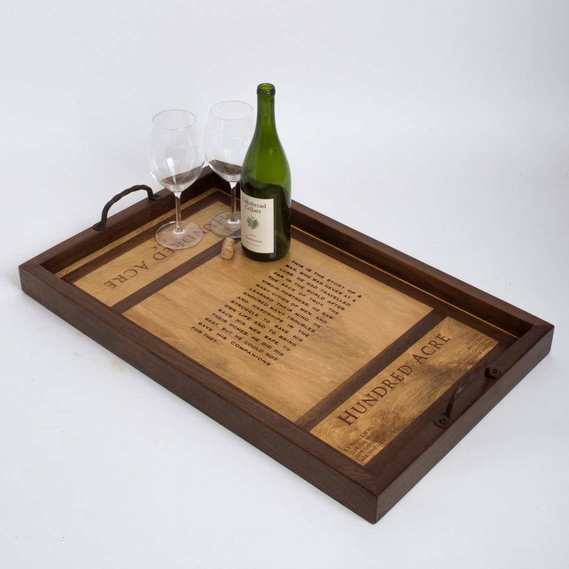 Hundred Acre Wine Crate Tray with Walnut Inlay and Twisted Etsy