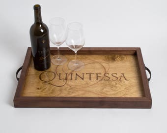 Quintessa Wine Crate Tray, Walnut Sides