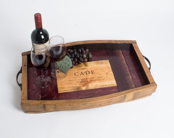 Cade Wine Crate Tray with Barrel Surround and Stave Sides