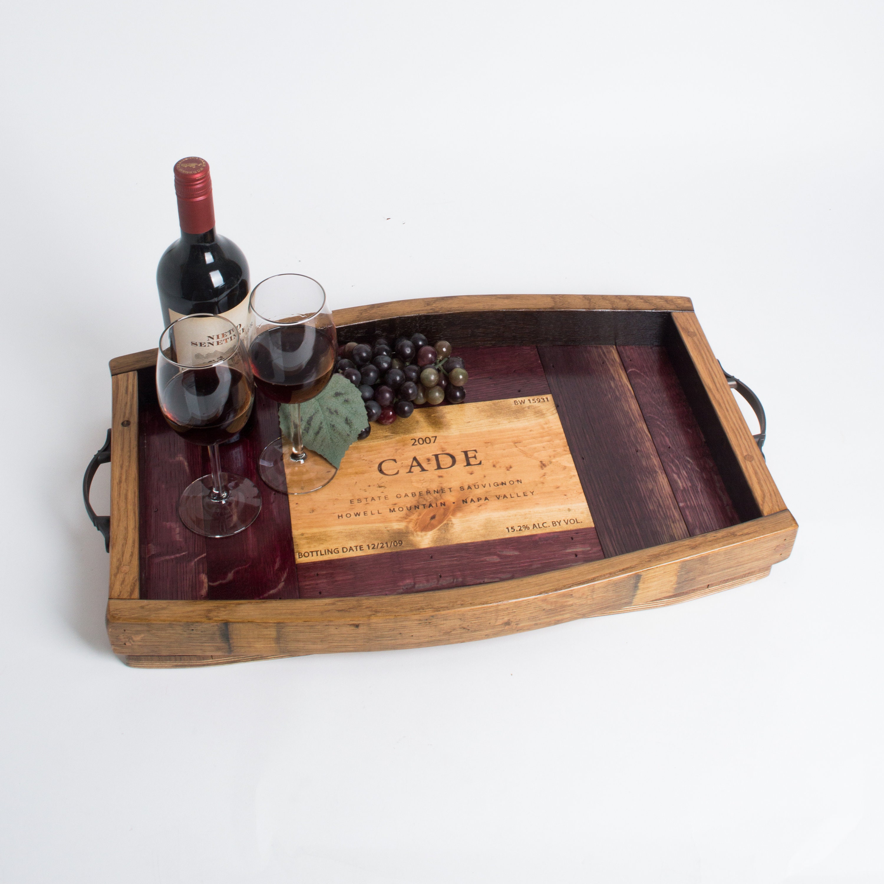 Cade Wine Crate Tray with Barrel Surround and Stave Sides Etsy