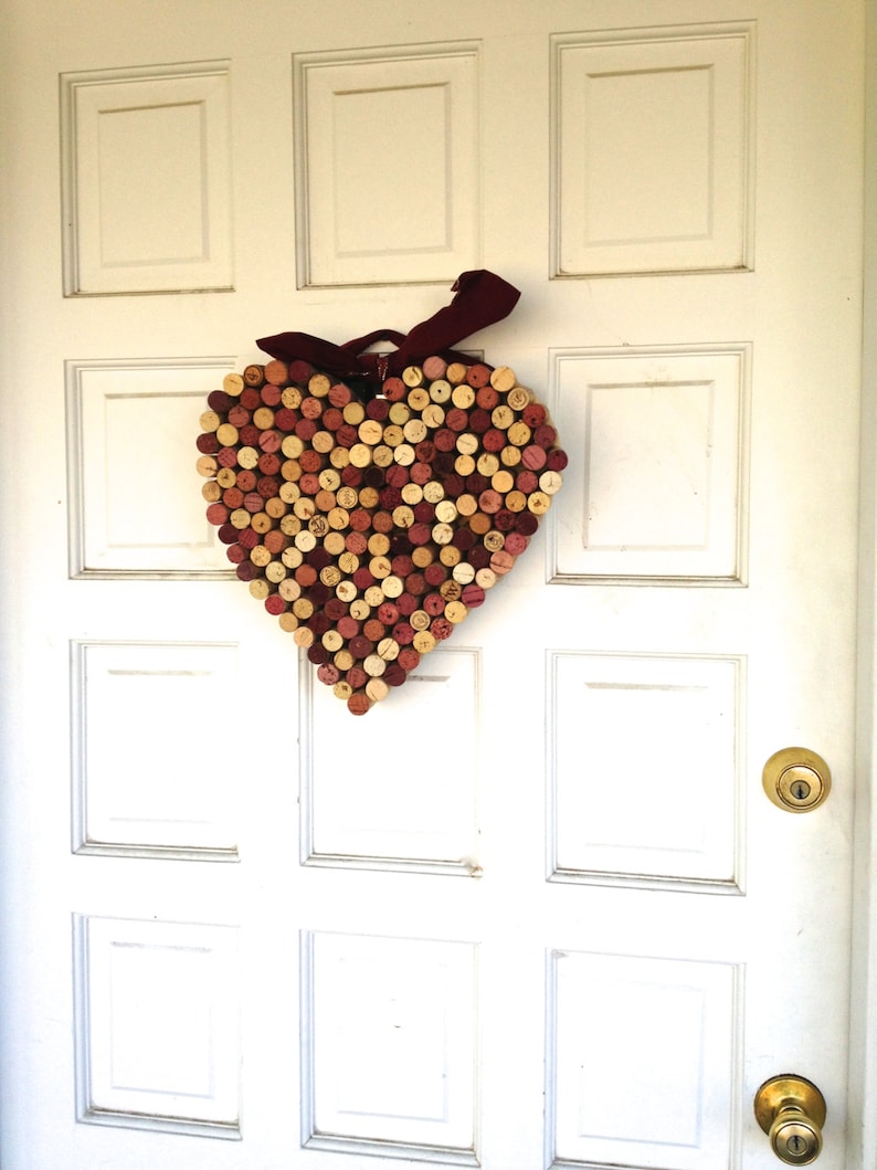 Wine Cork Heart Wreath Solid Etsy