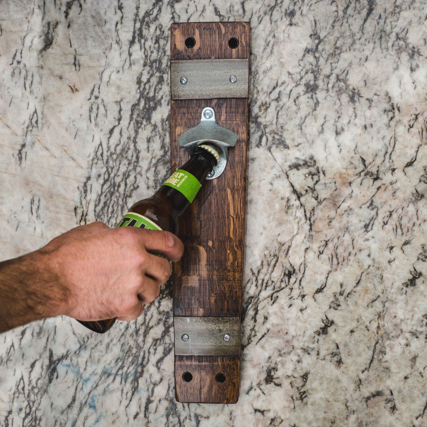 Wine Barrel Bottle Opener With Original Metal Bands Etsy