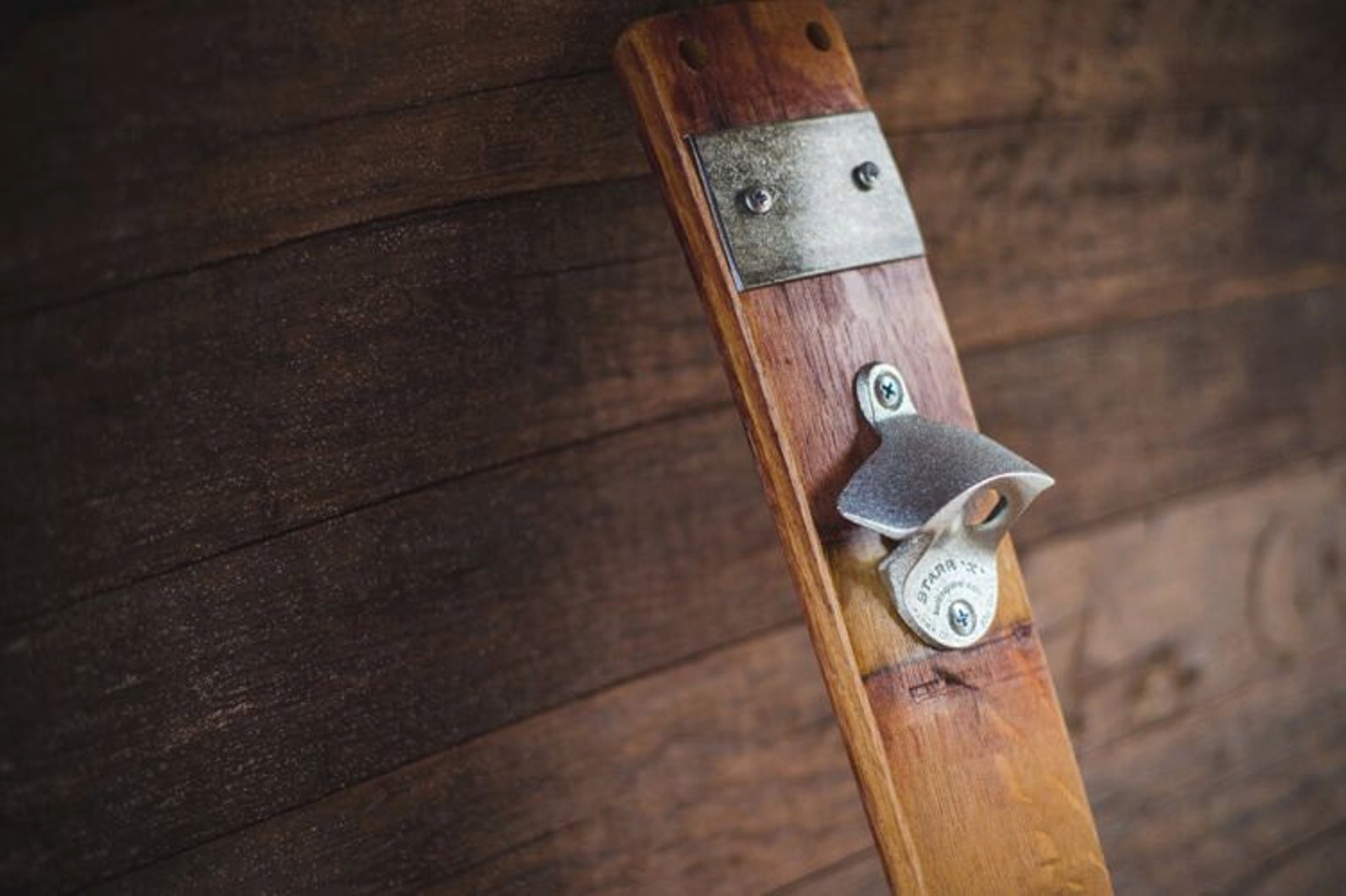 Wine Barrel Bottle Opener With Original Metal Bands Etsy