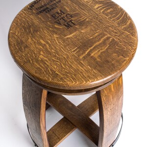 Swivel Wine Barrel Counter Stool with Copper Band, Dark Walnut Finish image 3