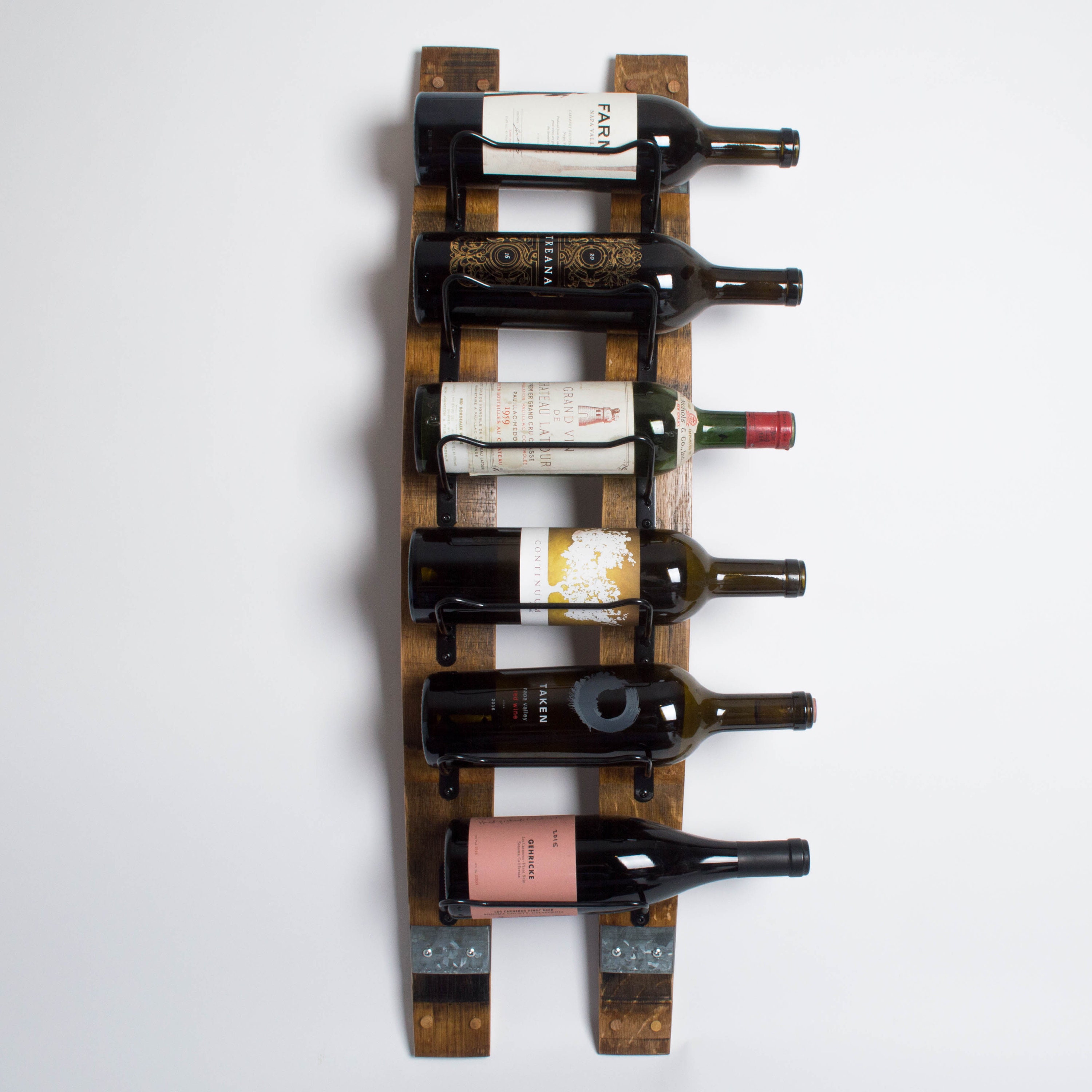 Wall Mounted Wine Rack Wooden Barrel Stave Wine Rack Wood Wine Bottle Holder 