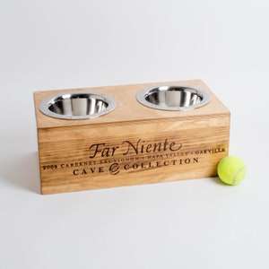 Medium Far Niente Cave Collection Wine Crate Pet Feeder, Choice of Finish image 1