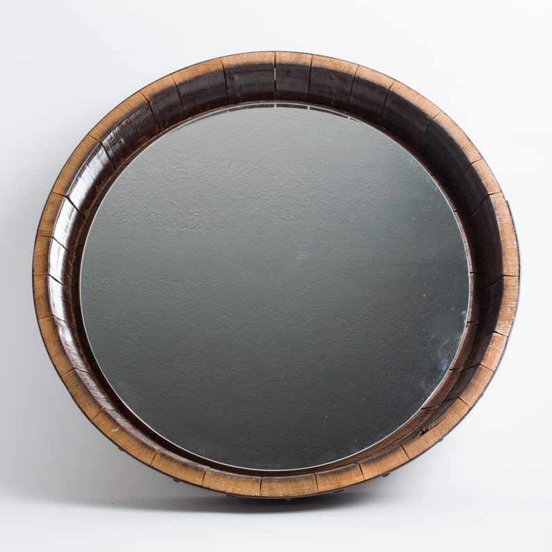 Inverted Hammered Copper Wine Barrel Mirror image 4