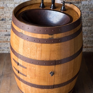 Inverted Hammered Copper Wine Barrel Mirror image 5