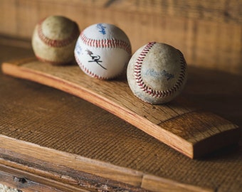 3 Baseball Wine Barrel Display