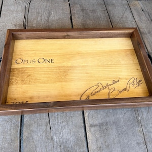 Serving Tray - Wood Wine Box - Opus One - Coffee Table Tray - Walnut Sides - Reclaimed Wood - Housewarming Gift - Realtor Gift