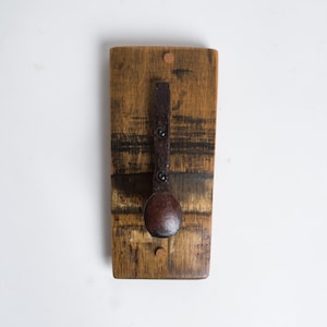 Single Bent Railroad Hook on a Wine Barrel Stave
