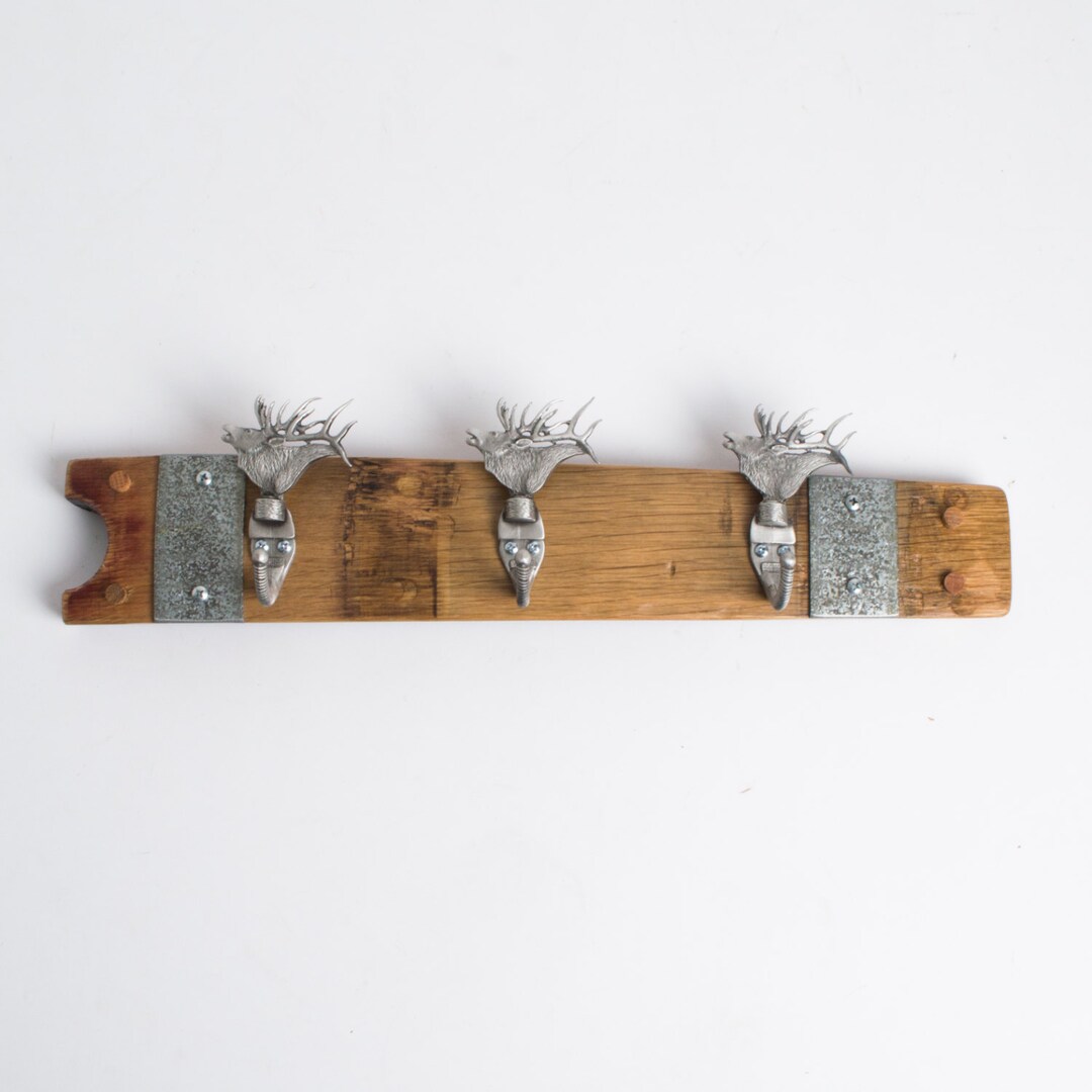 Elk Wide Rack Small Pewter Elk Wine Barrel Coat Rack With Bands, Choice of Finish - Etsy