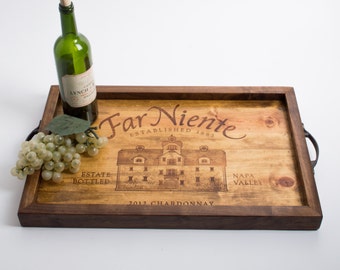 Serving Tray - Wood Wine Box - Far Niente - Coffee Table Tray - Reclaimed Wood - Housewarming Gift - Realtor Gift