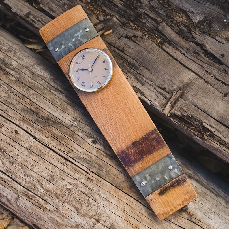 Wine Barrel Clock With Bands Etsy UK