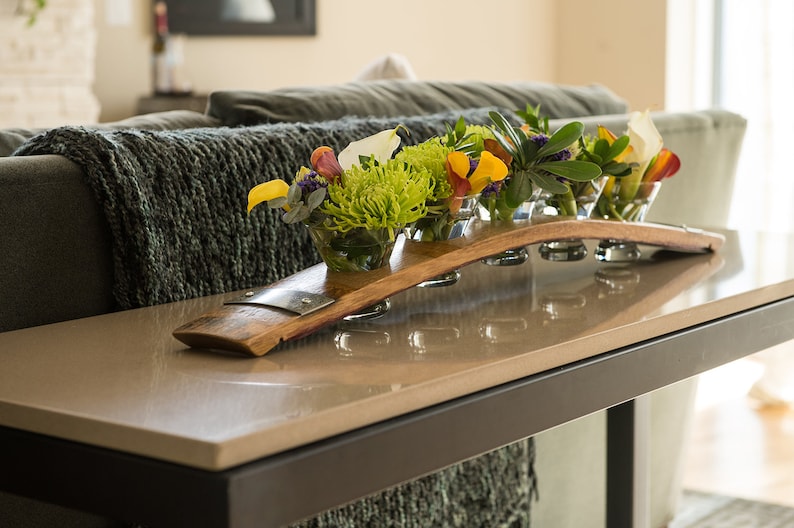 Natural Wine Barrel Centerpiece Set with Glasses