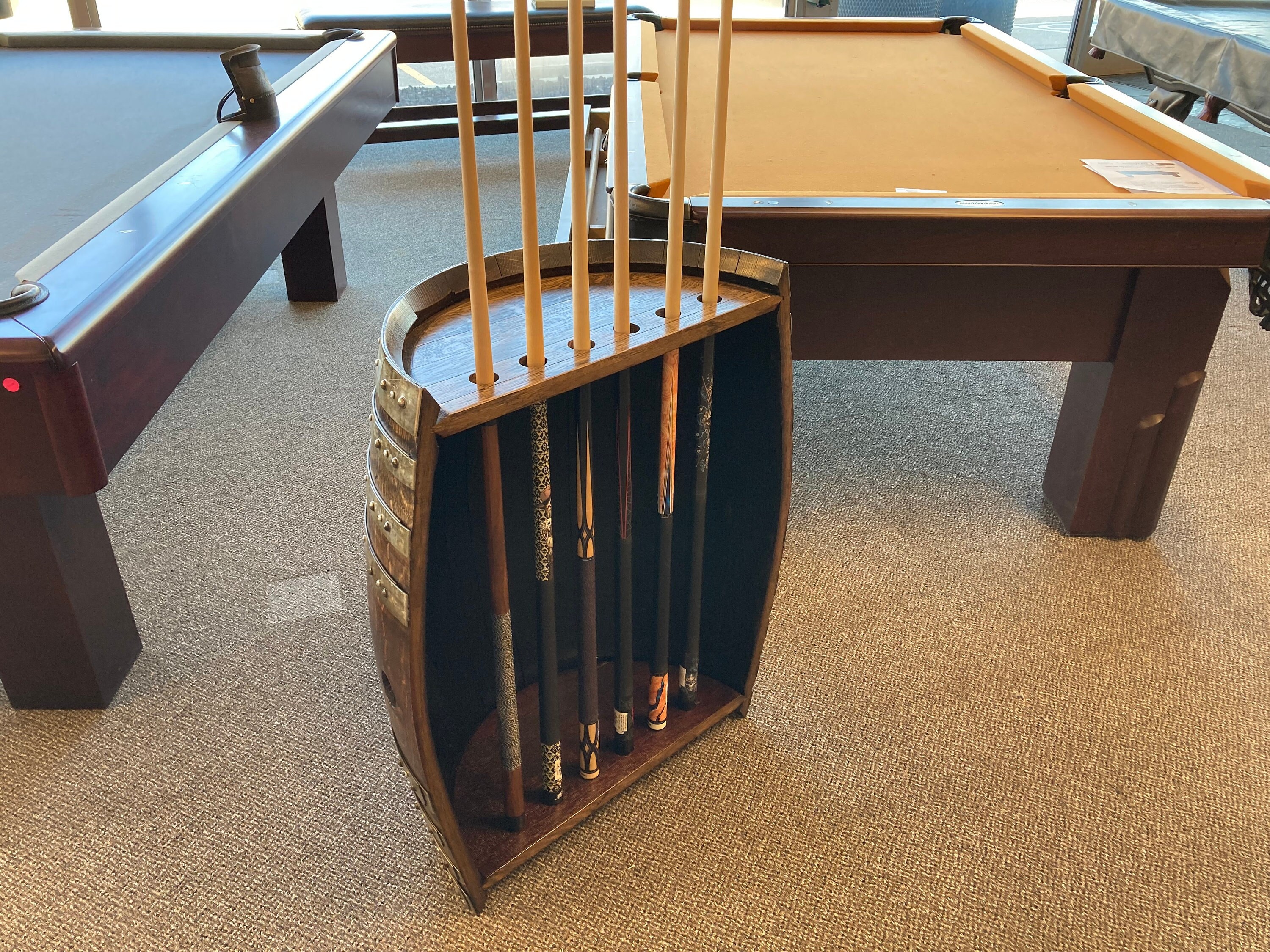 Wine Barrel Pool Cue Rack Etsy