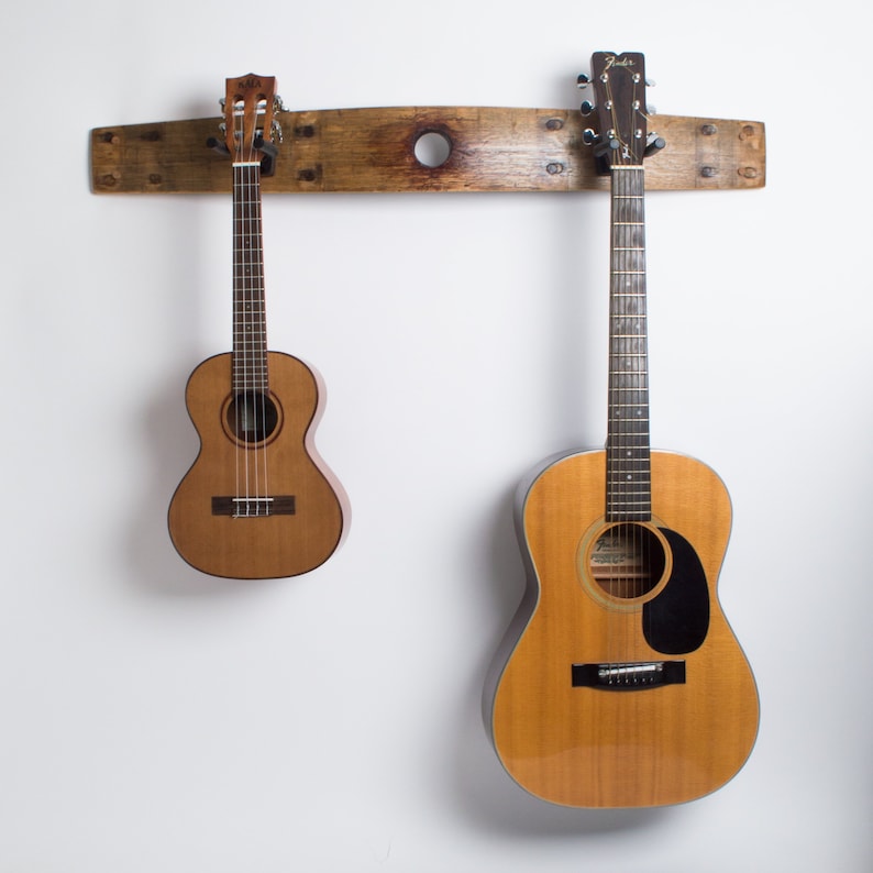 Wine Barrel Double Guitar Rack With Bunghole Etsy