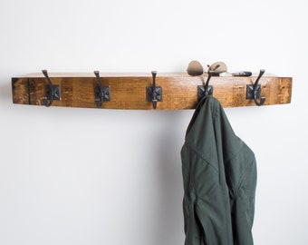 Wine Barrel Shelf with Square Oil Rubbed Bronze Hooks