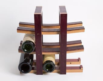 Handmade Wine Barrel Stave Countertop Wine Rack - 9 Bottle Display