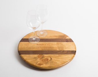 Robert Mondavi Wine Crate Lazy Susan with Walnut Inlay