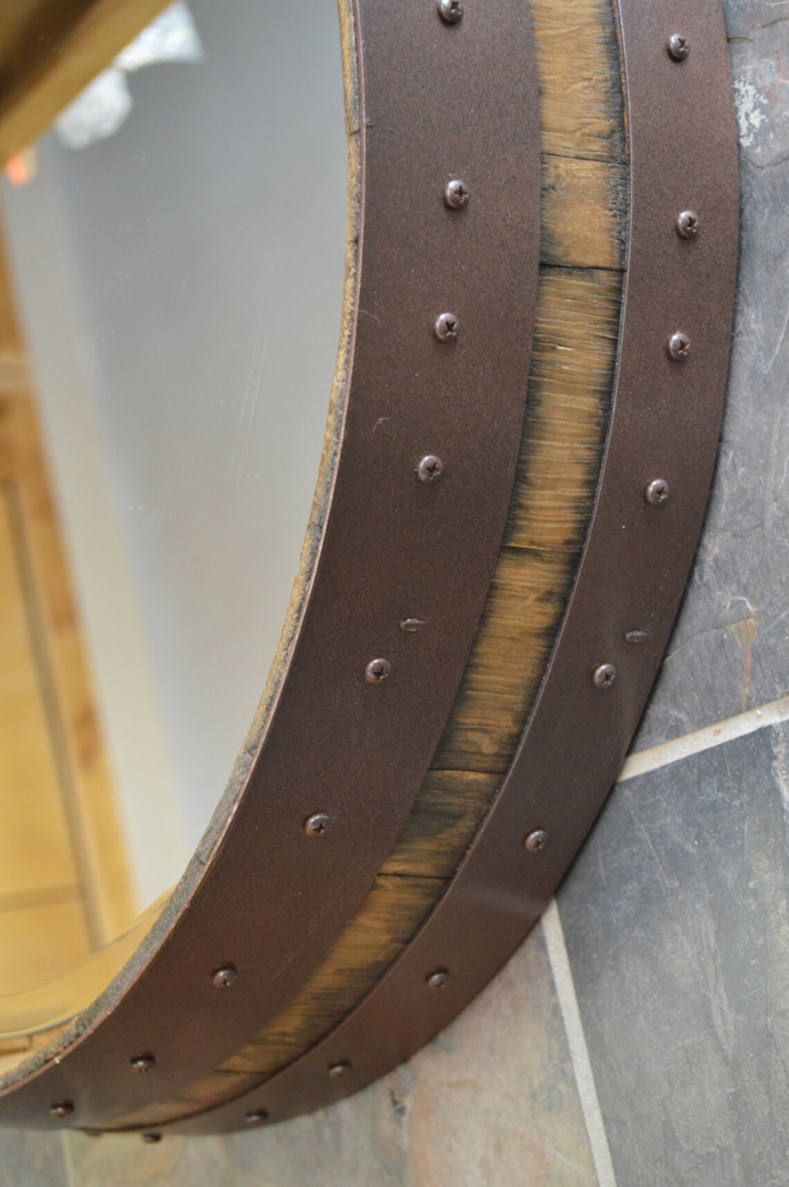 Napa Valley Hammered Copper Wine Barrel Mirror Etsy