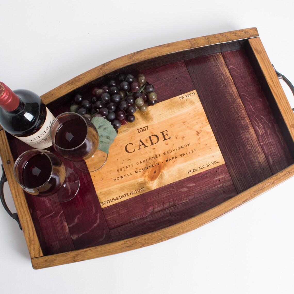 Cade Wine Crate Tray With Barrel Surround and Stave Sides Etsy