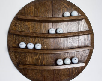 Barrel Top Golf Ball Display, Dark Walnut Finish