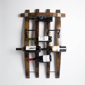 9 Bottle Wall Wine Rack, Handmade from Napa  Wine Barrel staves