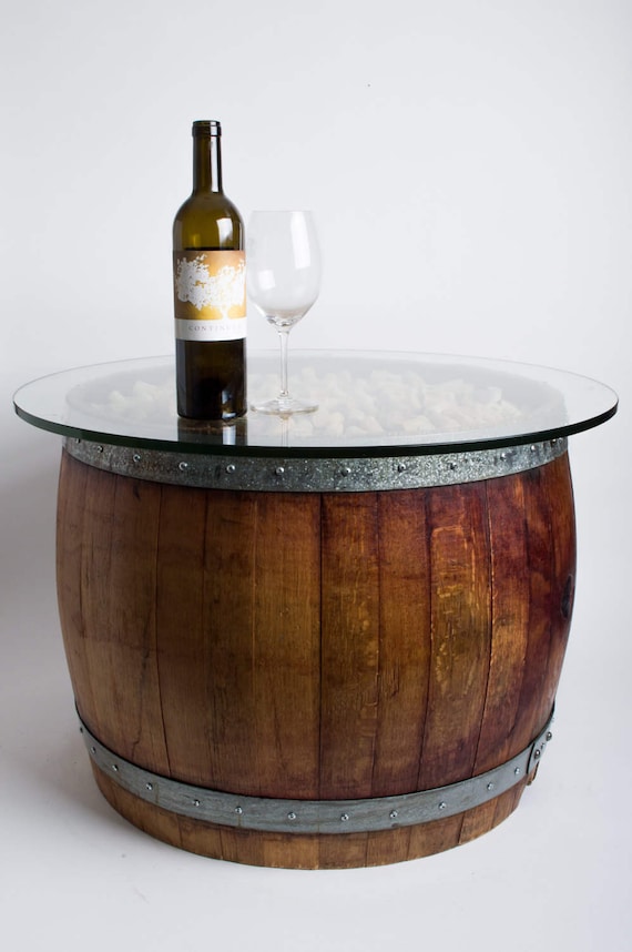 Natural Wine Barrel Coffee Table With Cork and Glass Top Etsy UK