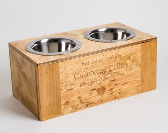 Cakebread Wine Crate Pet Feeder, Choice of Size