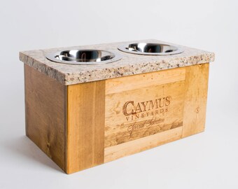 Large Caymus Crate Dog Feeder with Granite Top