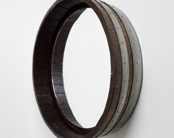Dark Walnut Inverted Wine Barrel Mirror