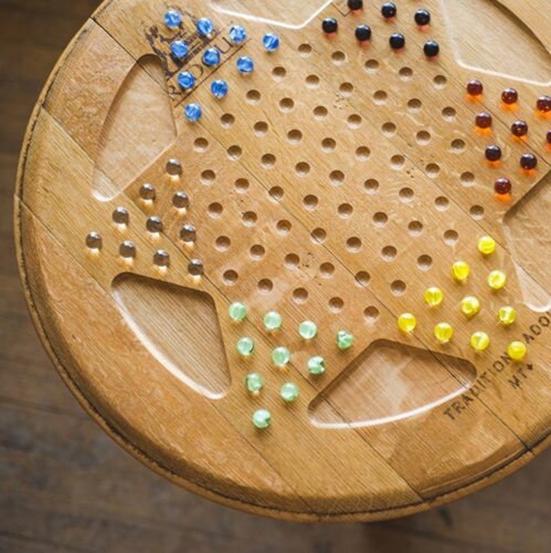 Napa Wine Barrel Chinese Checkers & Glass Marbles Etsy