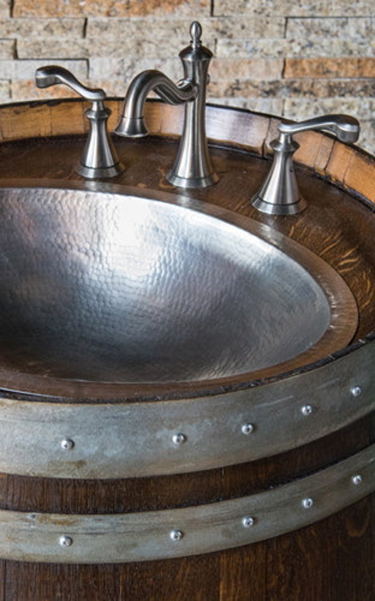 Wine Barrel Vanity With Hammered Nickel Sink Etsy