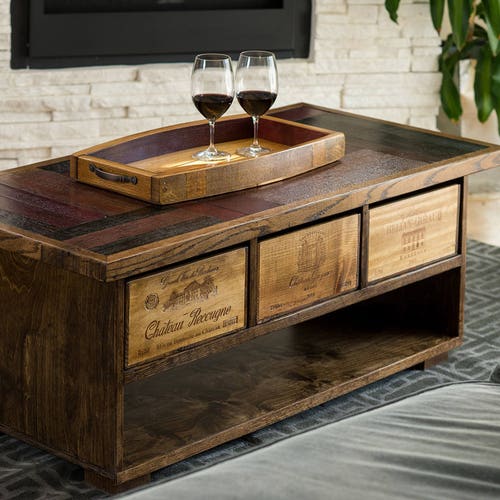 Whiskey Barrel Coffee Table With Storage - Etsy