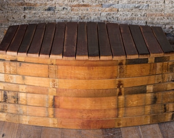 Stave-Side Wine Barrel Bench