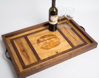 Harlan Wine Crate Tray with Walnut Inlay