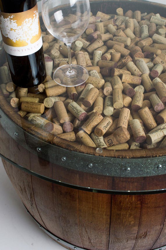 Natural Wine Barrel Coffee Table With Cork and Glass Top Etsy UK