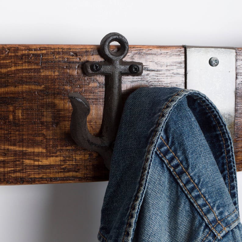 Wine Barrel Coat Rack With Anchor Hooks Etsy