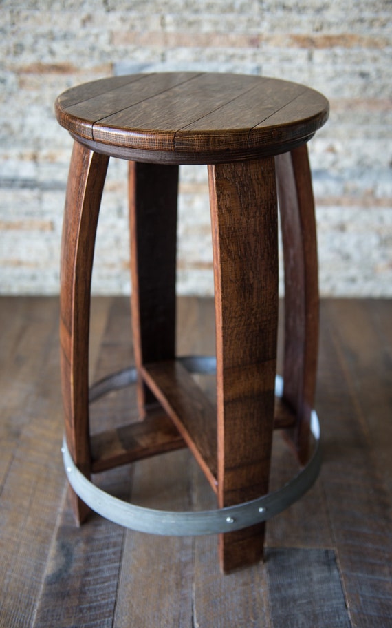 Wine Barrel Head Counter Stool, Choice of Finish