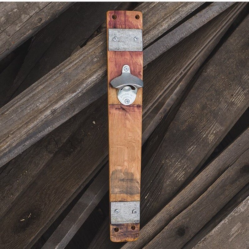 Wine Barrel Bottle Opener With Original Metal Bands Etsy