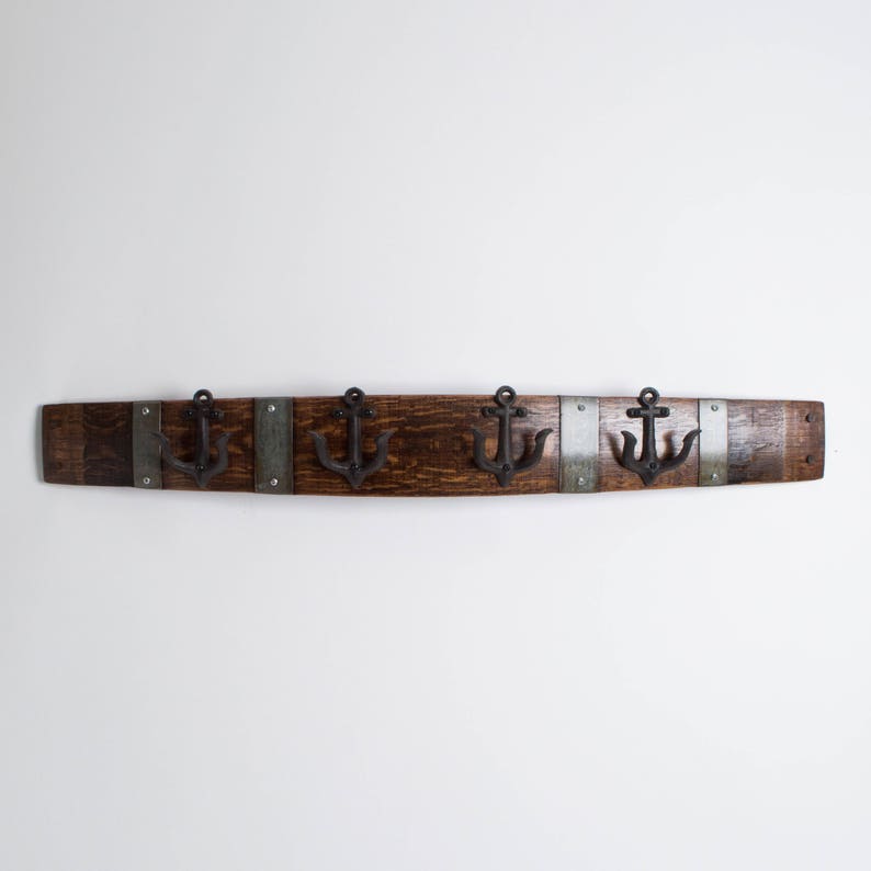 Wine Barrel Coat Rack With Anchor Hooks Etsy
