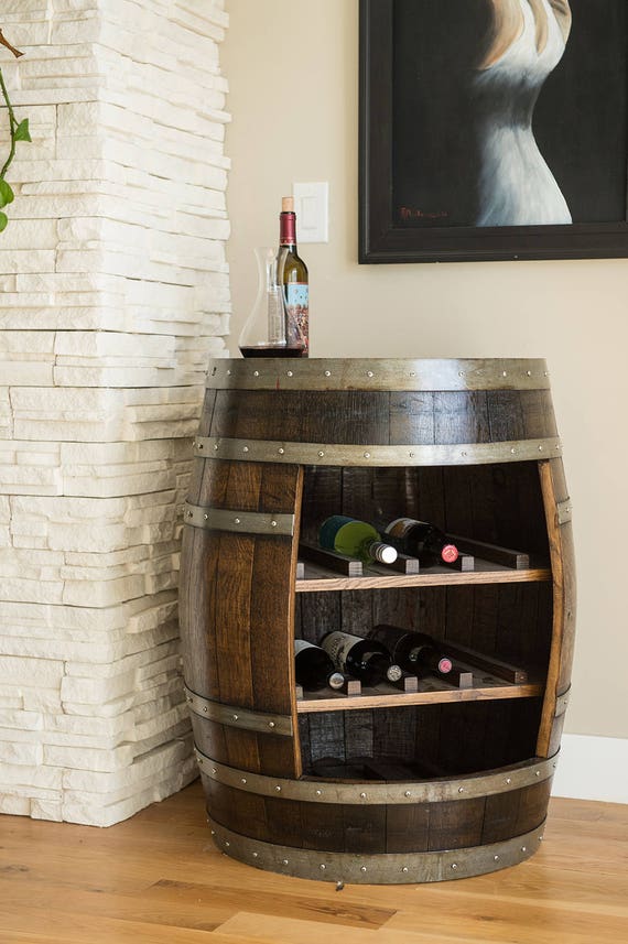 Wine Barrel Cabinet Dark Walnut Finish Etsy
