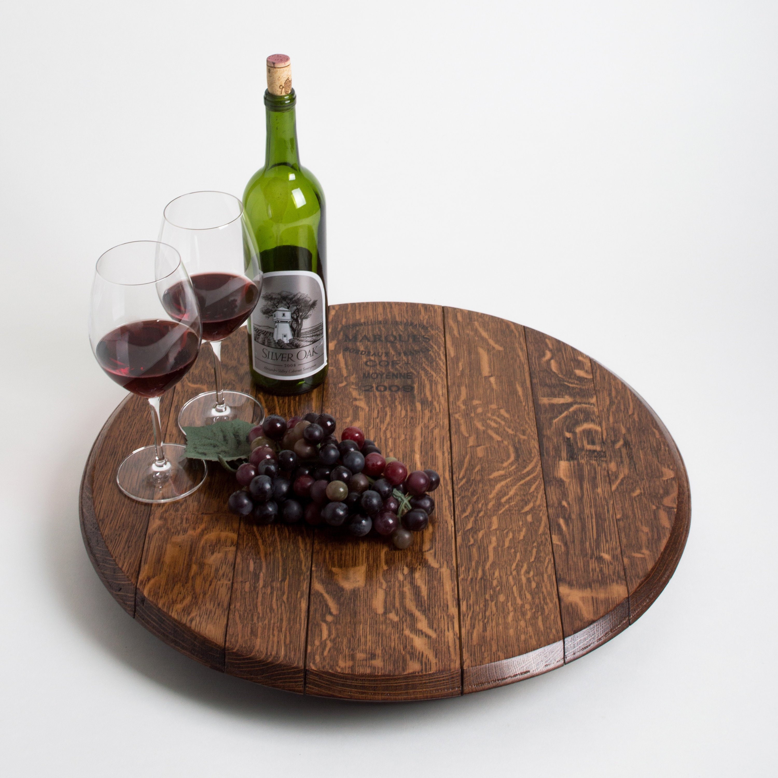 Barrel Head Lazy Susan with Cooperage Stamp Red Mahogany Etsy