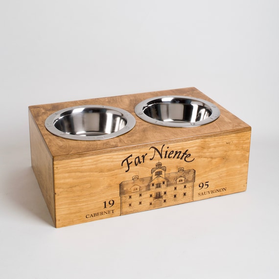 Large Far Niente Wine Crate Dog Feeder Etsy